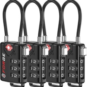 TSA Approved Cable Luggage Locks, Re-settable Combination with Alloy Body