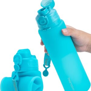TakeToday Collapsible Water Bottles 32oz, Foldable Travel Water Bottle, BPA Free, Silicone Water Bottle Leakproof for Hiking, International Travel, Outdoors