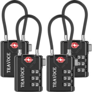 TSA Approved Luggage Locks, Travel Locks Which Also Work Great as Gym Locks, Toolbox Lock, Backpack and More, Black 4 Pack