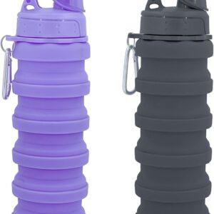 Collapsible Water Bottles Travel water bottle Sports Portable Sport Water Bottle Reusable Water Bottles comes with mountaineering Buckle 500ml silicone Water-proof camping water bottle