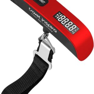 travel inspira Luggage Scale, Portable Digital Hanging Baggage Scale for Travel, Suitcase Weight Scale with Rubber Paint, 110 Pounds, Battery Included