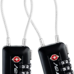 TSA Accepted Luggage Travel Lock, Set-Your-Own Combination Lock for School Gym Locker, Luggage Suitcase Baggage Locks, Filing Cabinets, Toolbox, Case (Black, 2 Pack)