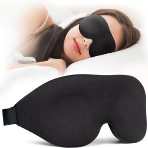 NEWVANGA Sleep Mask for Back and Side Sleeper, Block Out Light, Luxury Sleeping Eye Mask of 3D Night Blindfold, Zero Pressure Breathable Travel Eye Cover Black