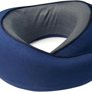 Neck Travel Pillows for Airplanes Memory Foam Neck Comfort Pillow Compact Ergonomic Design Sleeping Essentials for Long Flights Car Rides and Home Use (Blue)