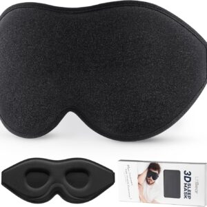 LitBear Sleep Mask for Side Sleeper Women Men, Eye Mask for Sleeping Light Blocking, 3D Contoured Cup Sleeping Mask, Soft Breathable Sleep Eye Mask with Adjustable Elastic Strap for Travel