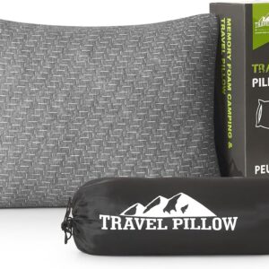 Small Shredded Memory Foam Pillow, Camping Pillow Travel Pillow - Compressible Medium Firm, Breathable Cover, Ideal Backpacking Hiking, Airplane and Car