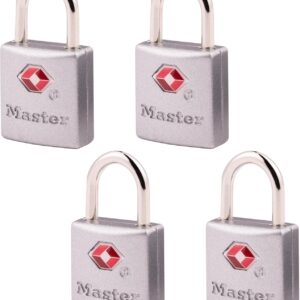 Master Lock Brass TSA Locks for Luggage with Key, TSA Approved Keyed Padlock for Backpacks, Suitcases, and Luggage, Zipper Lock, 4 Pack, 4683Q