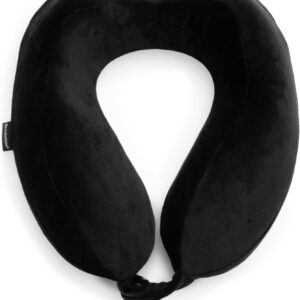 Brookstone Neck Travel Pillow - Lightweight Contoured Memory Foam Stuffable Travel Neck Pillow for Sleeping, Car, & Airplane, Size One Size, Black