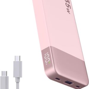 NOBIS Power Bank 35W 10000mAh Portable Charger - Fast Charging with 2 USB-C in&Out,1 USB A, Battery Pack with Digital Display for Phone 17, S25, Tablet