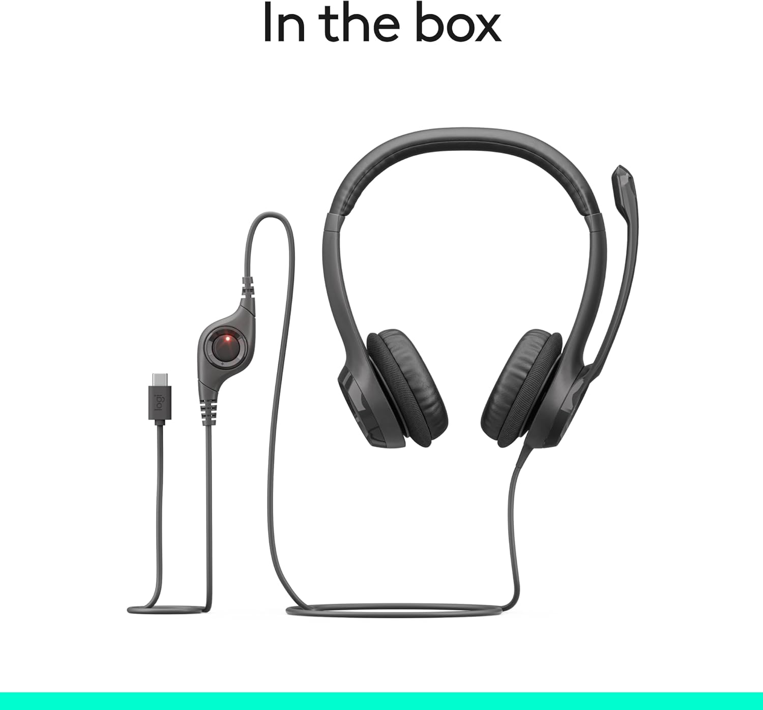 Logitech H391 Wired Headset for PC/Laptop, Stereo Headphones with Noise Canceling Microphone, USB-C, in-Line Controls, Works with Chromebook - Graphite - Image 10