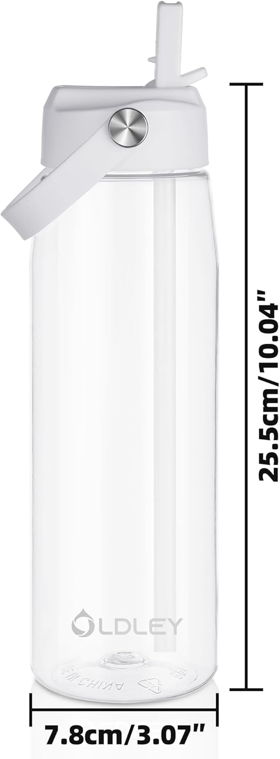 OLDLEY 32 oz Water Bottle with Straw, Leakproof Sports Water Bottle with Carry Strap, BPA-Free Large Water Bottles for Home,Travel, School, Outdoors, Gym, Tritan,Transparent - Image 7