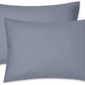 EXQ Home Toddler Pillowcases Zippered 13x18 Travel Pillow Case Set of 2, Small Pillow Case Fits Baby Pillow Sized 12x16, 13x18, Kids Pillowcases 2 Pack Machine Washable (Blue Grey)