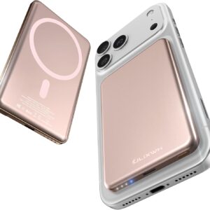 [0.3" Ultra Slim] [Alloy-Made] ULiXWH for Magsafe Portable Charger for iPhone, 2026 Upgrade 5000mAh Fast Charging Magnetic Power Bank, Wireless Battery Pack for iPhone 17 Air 16 15 Pro Max 14 13, Pink