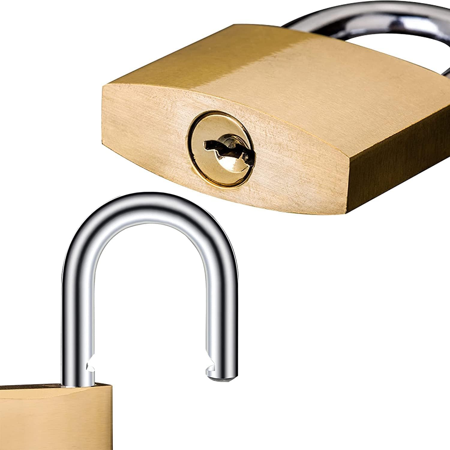 XFJSAK 4 Pcs Small Keyed Padlocks, 32mm, Gold, Compact, D Shape, Hardened Alloy, Securing Luggage, Gym Lockers - Image 3