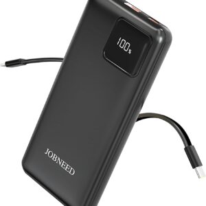 Power Bank with Cords Wires 10000mAh, Type C Fast charging Portable Charger power bank,Slim Travel Battery Pack 4 Outputs 2 Inputs,3A Fast Charging phone charger compatible with IPhone Samsung Android