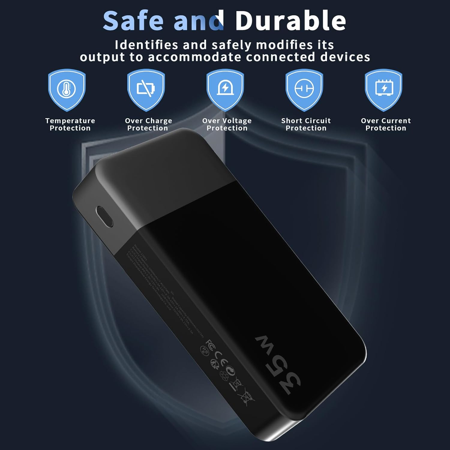NOBIS Portable Charger, 20000mAh Power Bank, 35W Power Bank Fast Charging, Battery Pack with C to C Cable, Battery Bank with Digital Display for Phone Android etc - Image 6