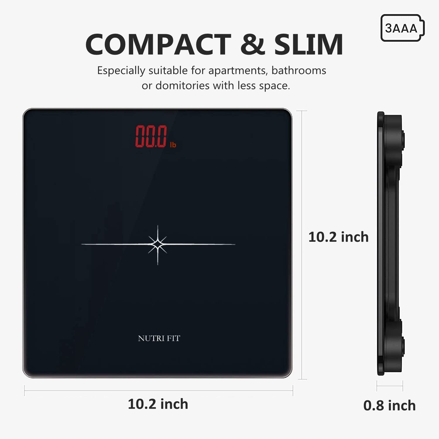 NUTRI FIT Digital Scale for Body Weight, Precision Bathroom Weighing Scale Step-On Technology High Capacity - 330 lb, LED Display with High Precision Measurements, Black - Image 4