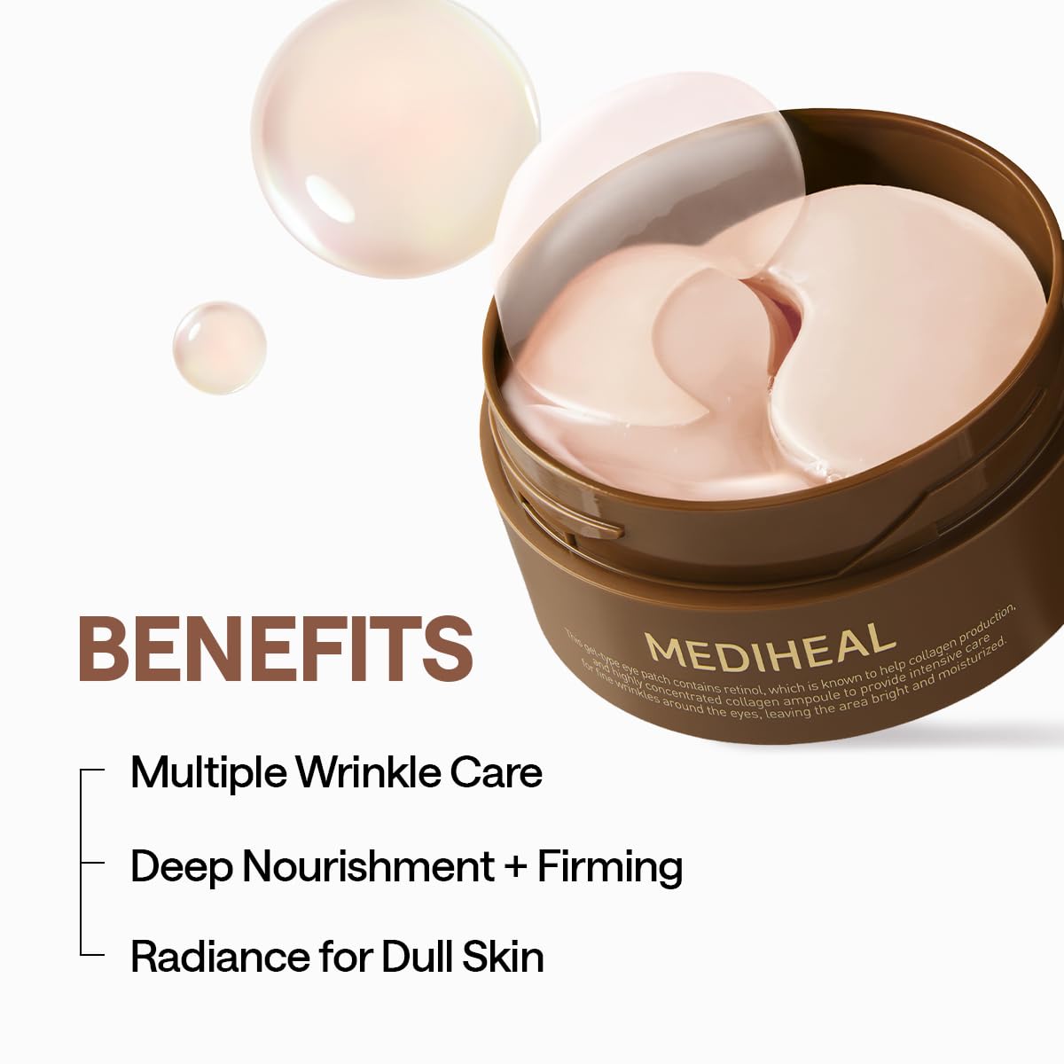 Mediheal Retinol Collagen Under Eye Patches - Korean Hydrogel Eye Pads (60 patches) with 95% Retinol & Collagen - Improves Puffy Eyes & Dark Circles - Non Irritating, Encapsulated Retinol - Image 3