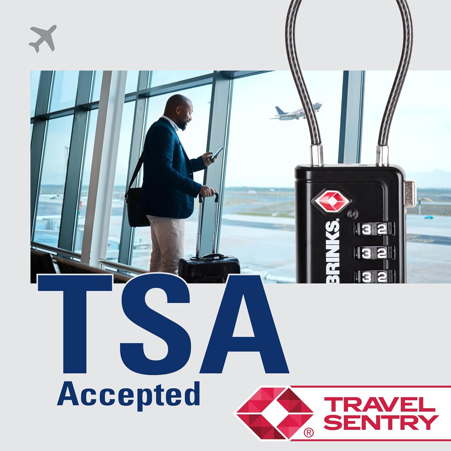 Brinks TSA Accepted Indicator Luggage Lock, Black - Resettable 3-Dial Combination, 2.5 inch Long Cable Shackle, New More Secure TSA008 Key, 2 Pack - Image 8