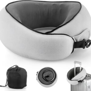 Travel Neck Pillow Airplane, Breathable Memory Foam Travel Pillows for Neck Support, Washable Cover Portable Storage Bag, 360° Ergonomic Airplane Travel Essentials for Flight, Car, Train, Office, Home