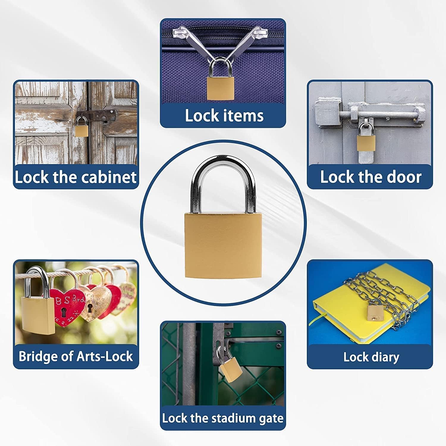 XFJSAK 4 Pcs Small Keyed Padlocks, 32mm, Gold, Compact, D Shape, Hardened Alloy, Securing Luggage, Gym Lockers - Image 5