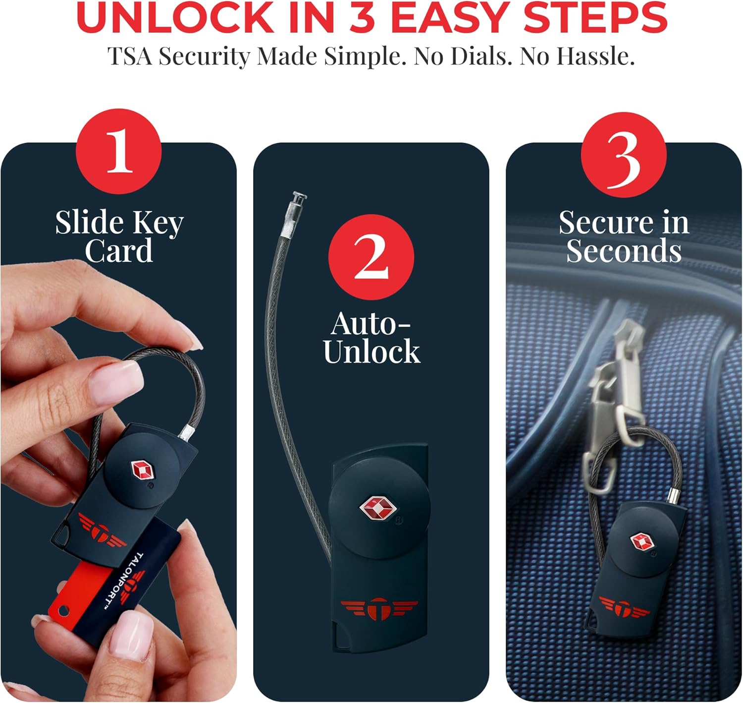 Keyless Luggage Locks TSA Approved, No Combination Needed, Lifetime Card Keys, Durable Metal Suitcase Lock for Travel Essentials & Checked Bags (Blue) (2 Pack) - Image 6