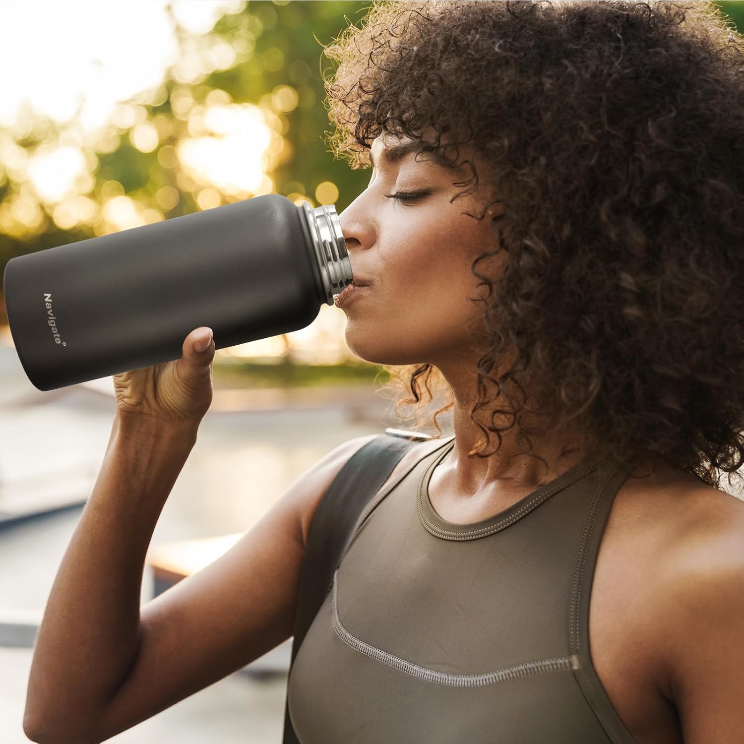 Navigate 32 oz Insulated Stainless Steel Sports Water Bottle with Spout & Handle Lids,Wide Mouth Water Jug with Double Walled Leak Proof Keep Cold for 24 Hrs Hot for 12 Hrs,Black - Image 5