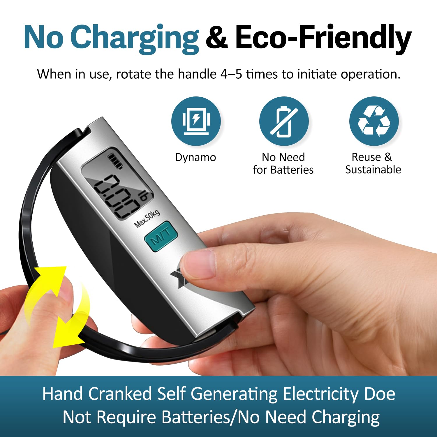 Luggage Scale Battery-Free Digital Suitcase Scale with LCD Display & Hook,Portable Handheld Weight Scale 110lb/50kg, L2060 - Image 4
