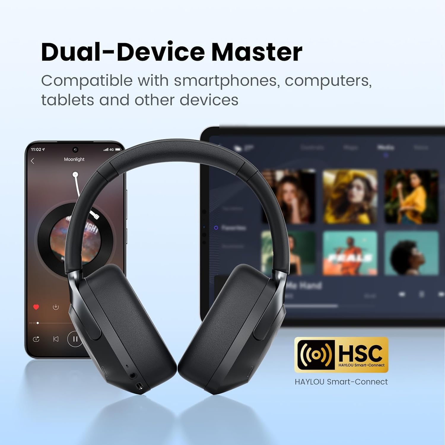 HAYLOU S40 Noise Cancelling Headphones Over Ear, 50dB Hybrid ANC with Multiple Modes, LDAC Hi-Res Wireless Audio, 90H Playtime, Custom EQ via App, Bluetooth 6.0 Multipoint Connect, 5 HD Mics Call - Image 7