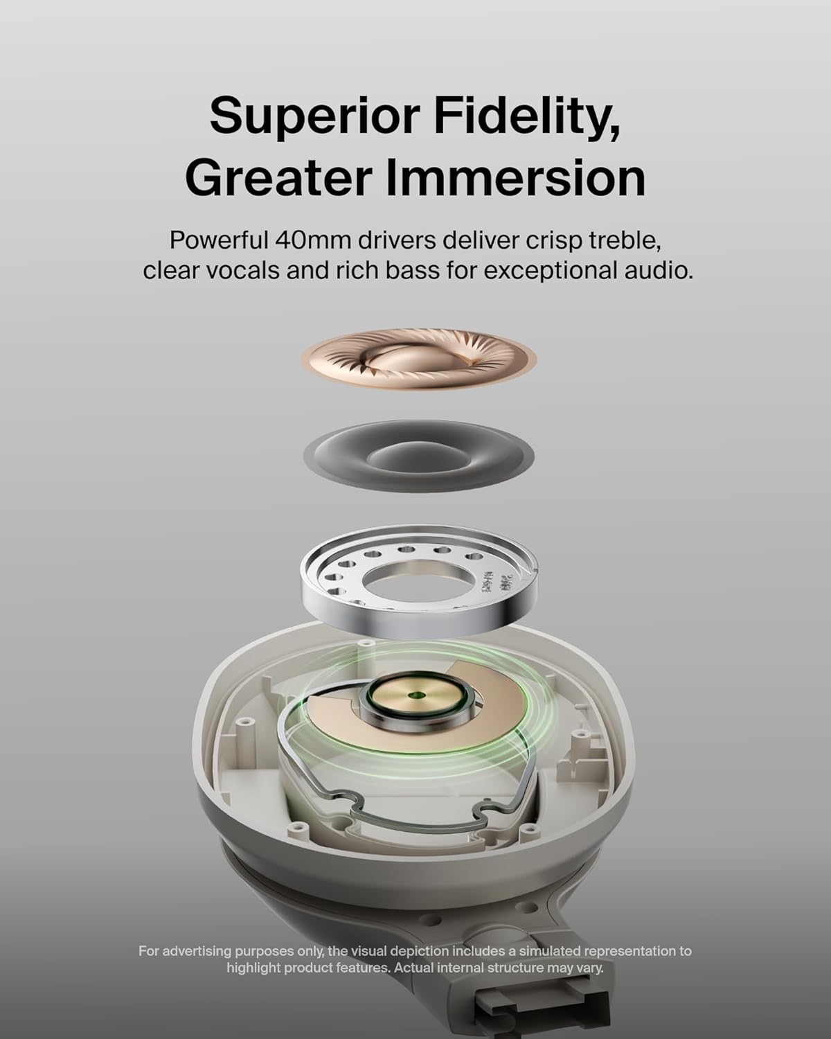Belkin SoundForm Surround Bluetooth Over-Ear Headphones - Environmental Noise Cancelling Headphones - Wireless w/ 60H Playtime & Soft Ear Cups for iPhone, Galaxy, iPad, Travel, Home, or Office - Sand - Image 4