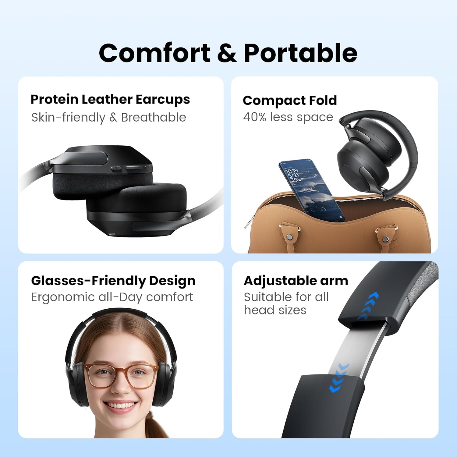 HAYLOU S40 Noise Cancelling Headphones Over Ear, 50dB Hybrid ANC with Multiple Modes, LDAC Hi-Res Wireless Audio, 90H Playtime, Custom EQ via App, Bluetooth 6.0 Multipoint Connect, 5 HD Mics Call - Image 8