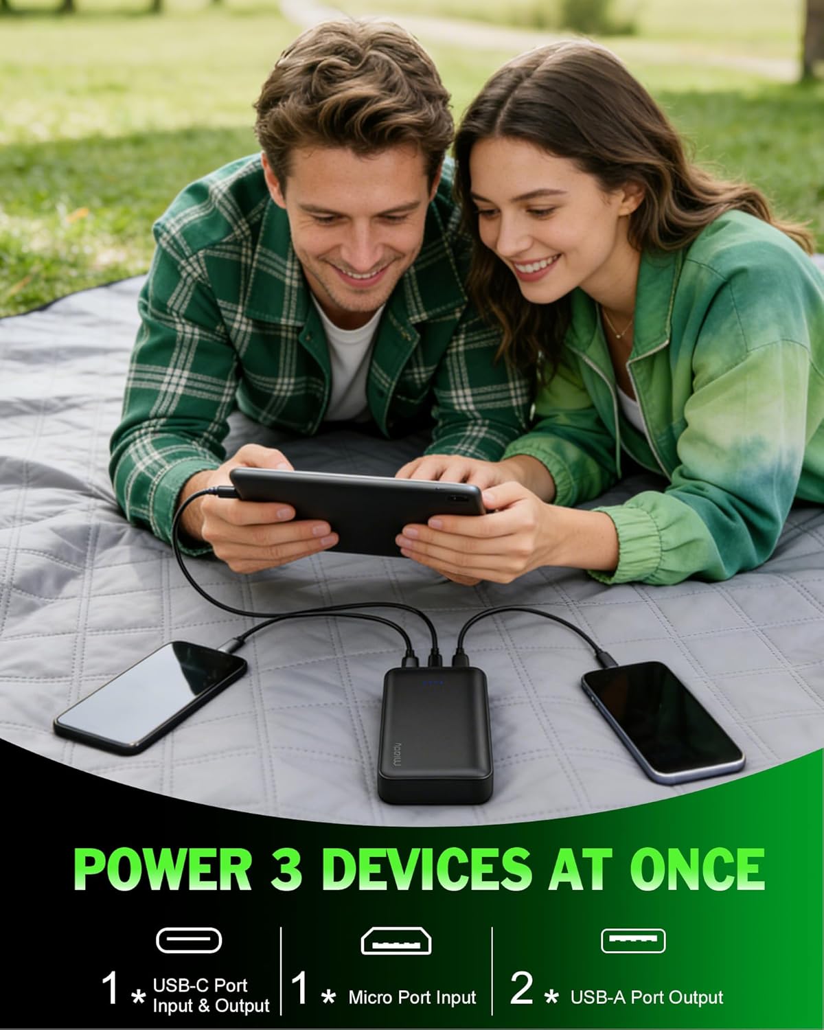 Miady 2-Pack 20000mAh Portable Charger, 22.5W USB C Fast Charging Power Bank 3 Outputs 2 Inputs Travel Essential Battery Pack Compatible with iPhone 17/16 Galaxy S24/22, iPad, Android (2 White) - Image 2