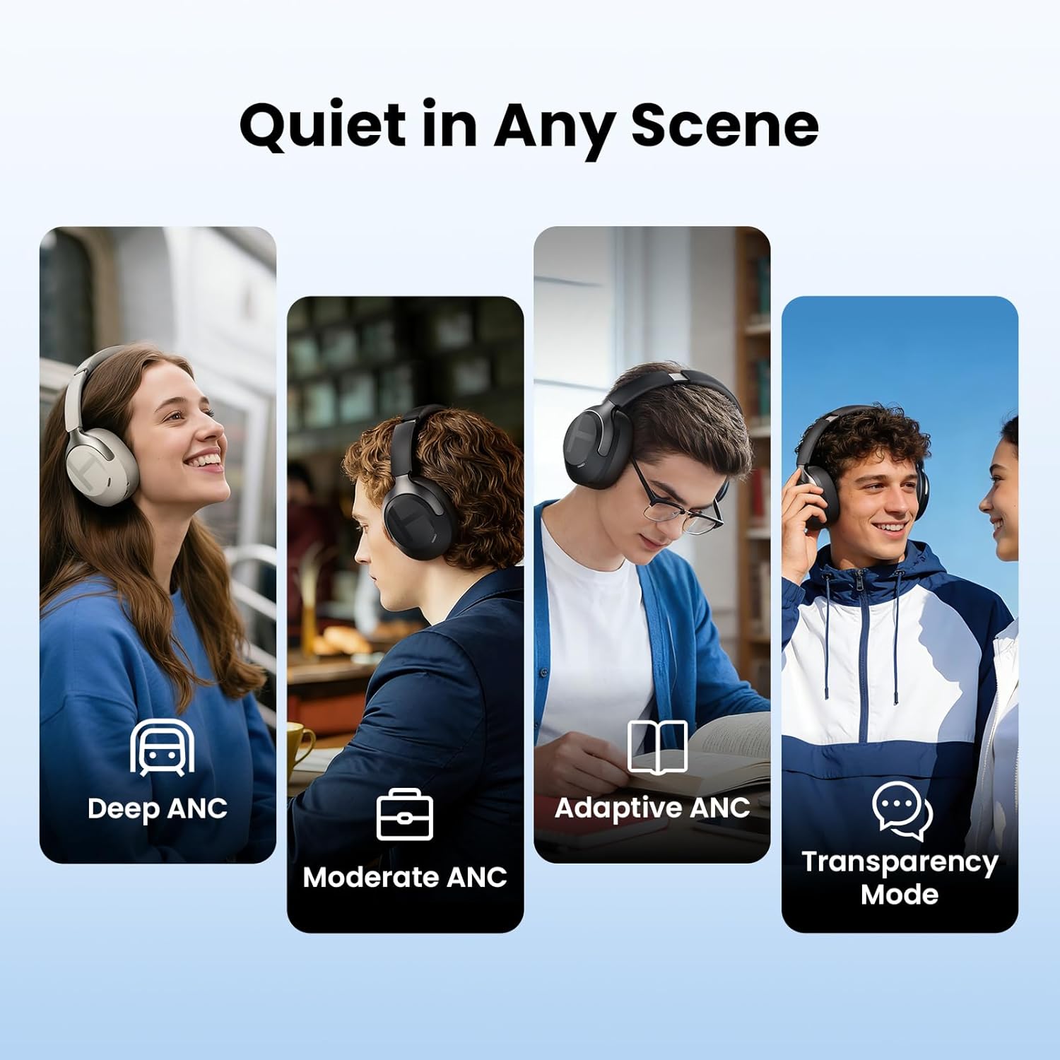 HAYLOU S40 Noise Cancelling Headphones Over Ear, 50dB Hybrid ANC with Multiple Modes, LDAC Hi-Res Wireless Audio, 90H Playtime, Custom EQ via App, Bluetooth 6.0 Multipoint Connect, 5 HD Mics Call - Image 3