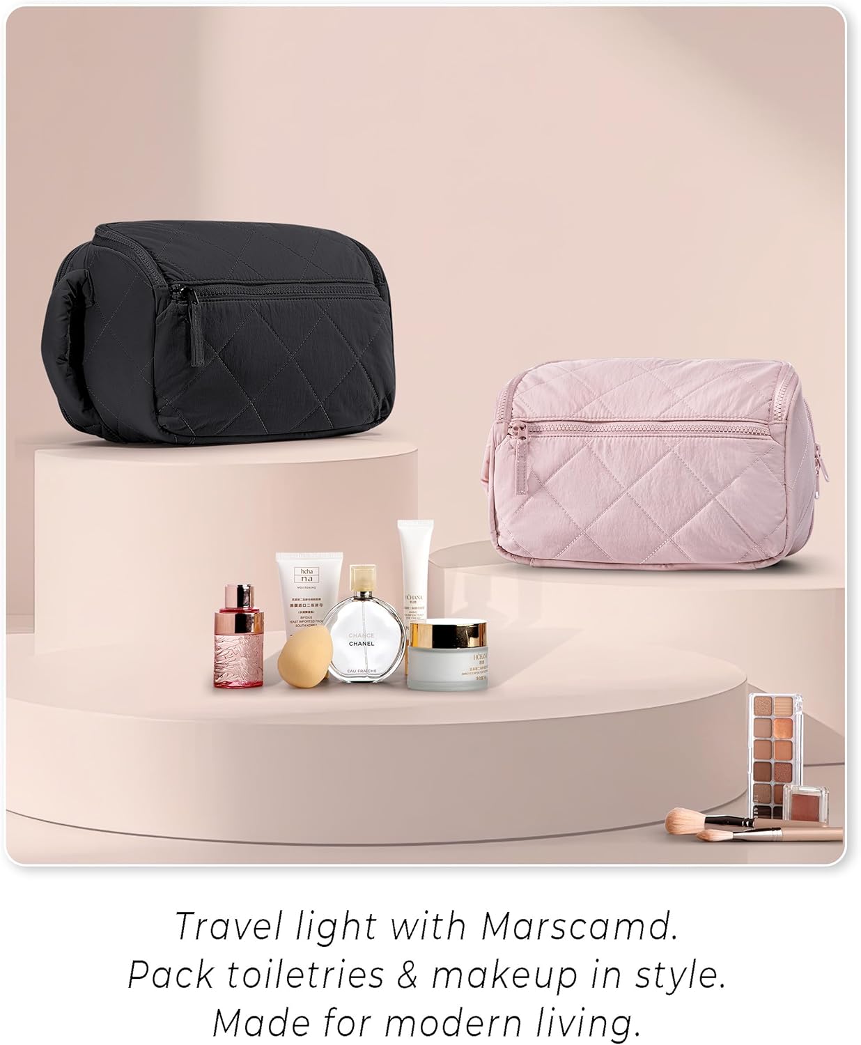Marscamd Travel Toiletry Bag for Women, Water Resistant Makeup Organizer with Wide-Open Design for Toiletries and Cosmetics, Black (Bag Only) - Image 7
