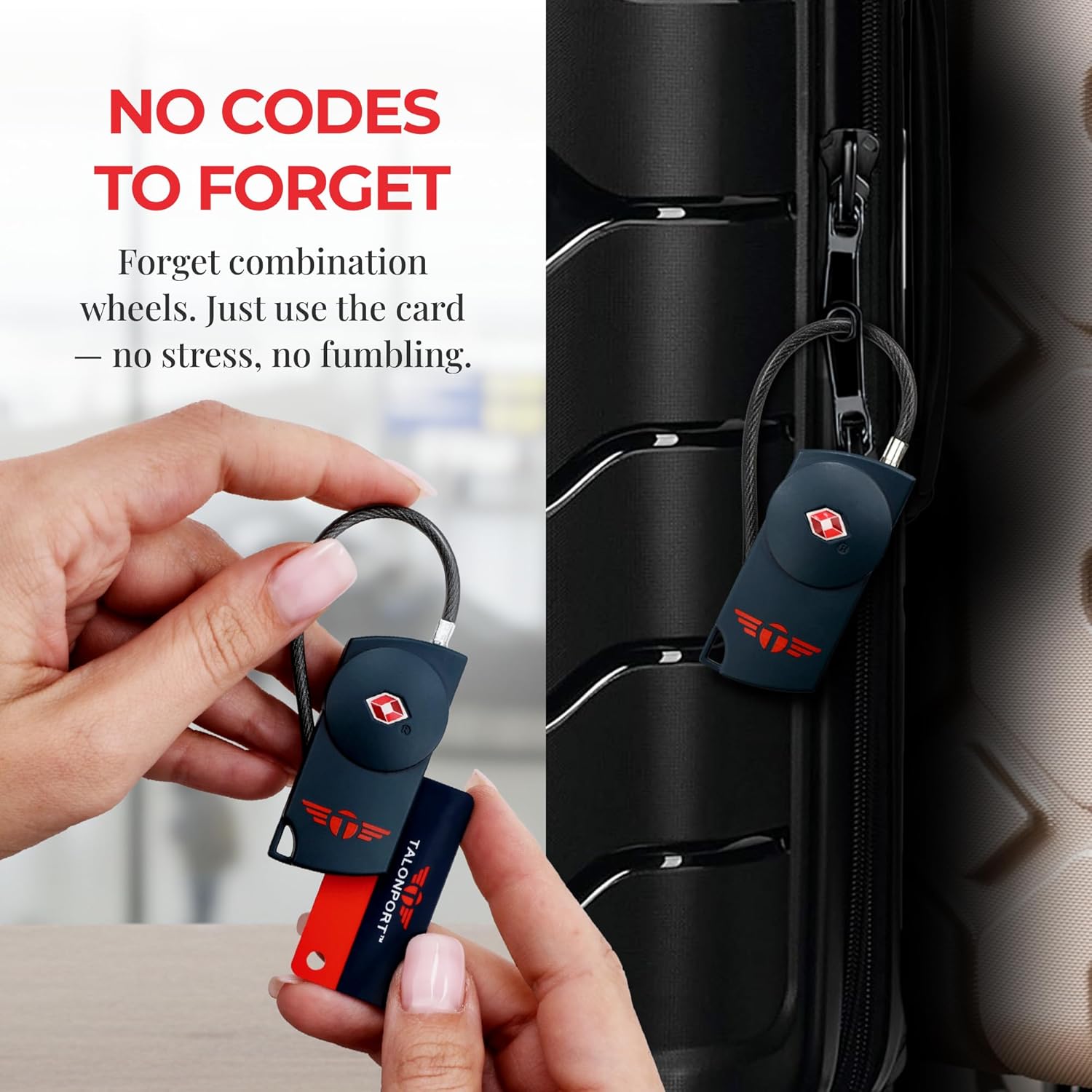 Keyless Luggage Locks TSA Approved, No Combination Needed, Lifetime Card Keys, Durable Metal Suitcase Lock for Travel Essentials & Checked Bags (Blue) (2 Pack) - Image 4