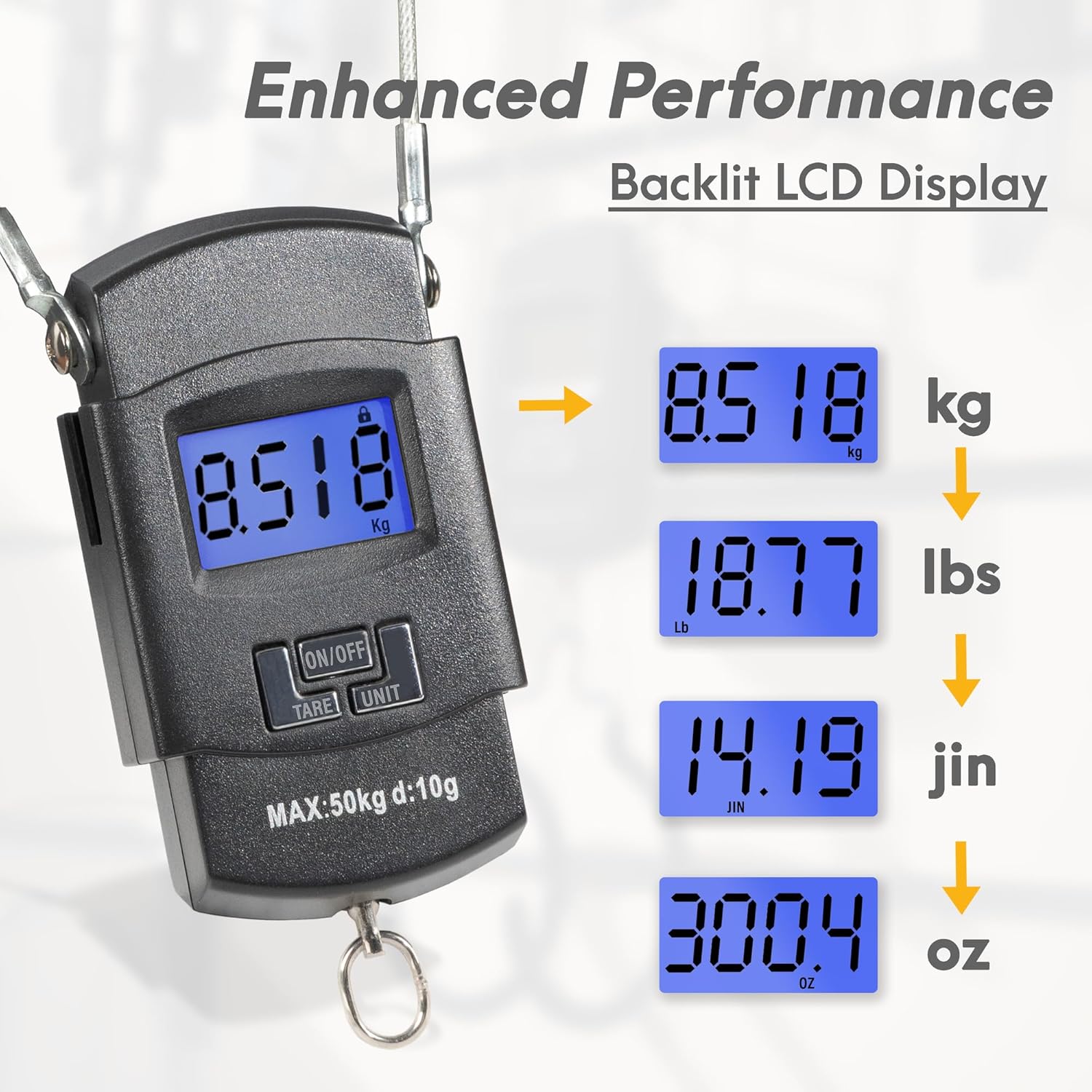 CyclingDeal Backlit LCD Display Digital Bike Scale - Electronic Balance with Double Hanging Hook Measures in kg, lbs, jin, oz - More Stable & Accurate - Max. Load Capacity 110 lbs - Image 3