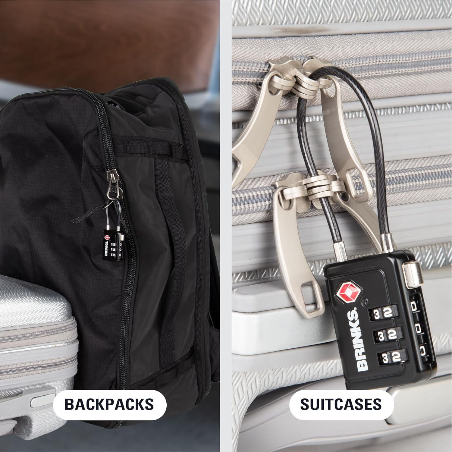 Brinks TSA Accepted Indicator Luggage Lock, Black - Resettable 3-Dial Combination, 2.5 inch Long Cable Shackle, New More Secure TSA008 Key, 2 Pack - Image 7