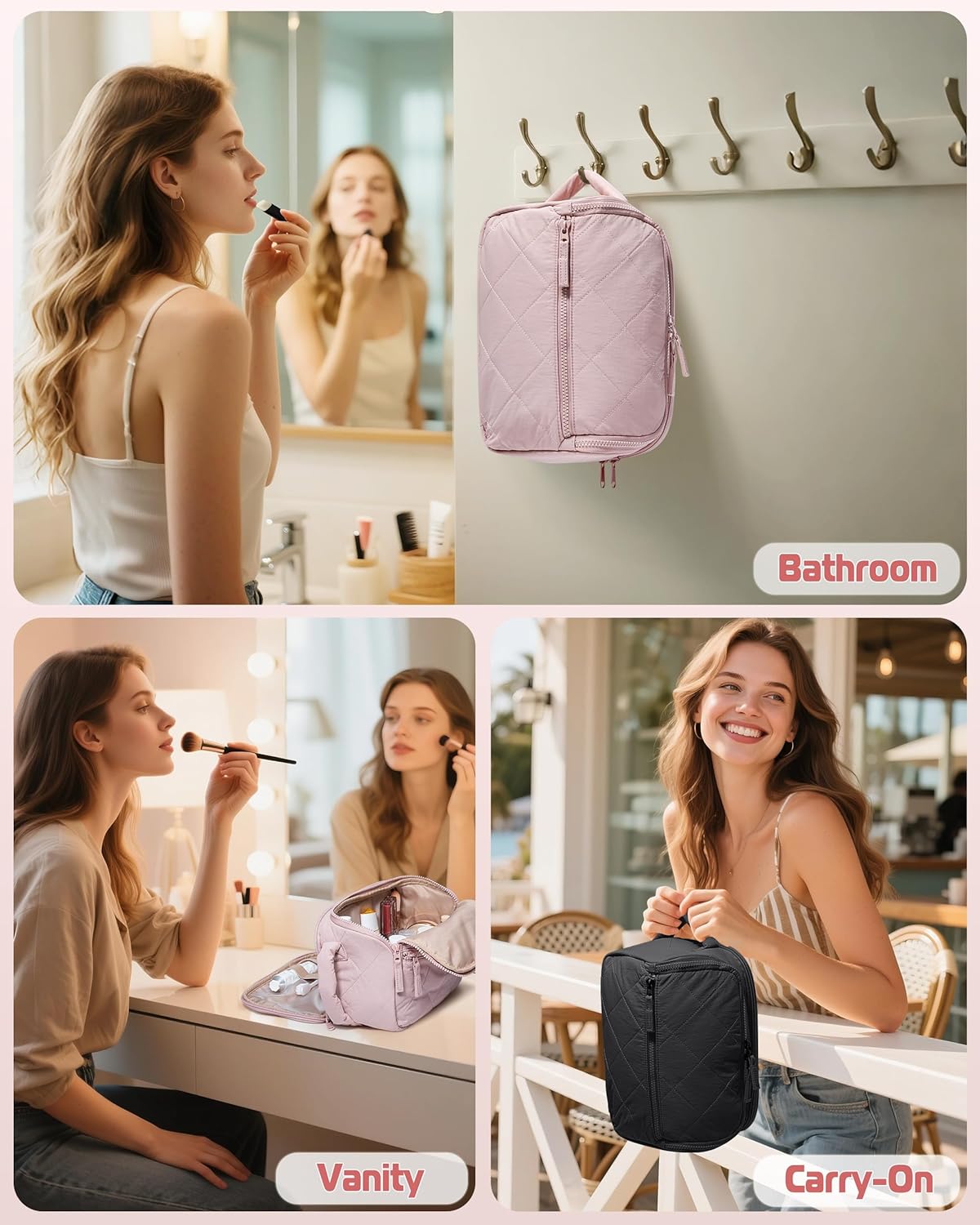 Marscamd Travel Toiletry Bag for Women, Water Resistant Makeup Organizer with Wide-Open Design for Toiletries and Cosmetics, Black (Bag Only) - Image 6