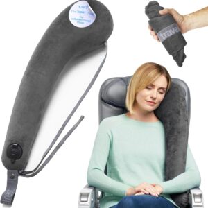 TRAVELREST All-in-One Travel Neck Support & Body Pillow - Airplane Pillow for Long Flight Comfort, Travel Essentials, Sleeping Accessories, Memory Foam, Headrest Support Seat for Car (Grey)