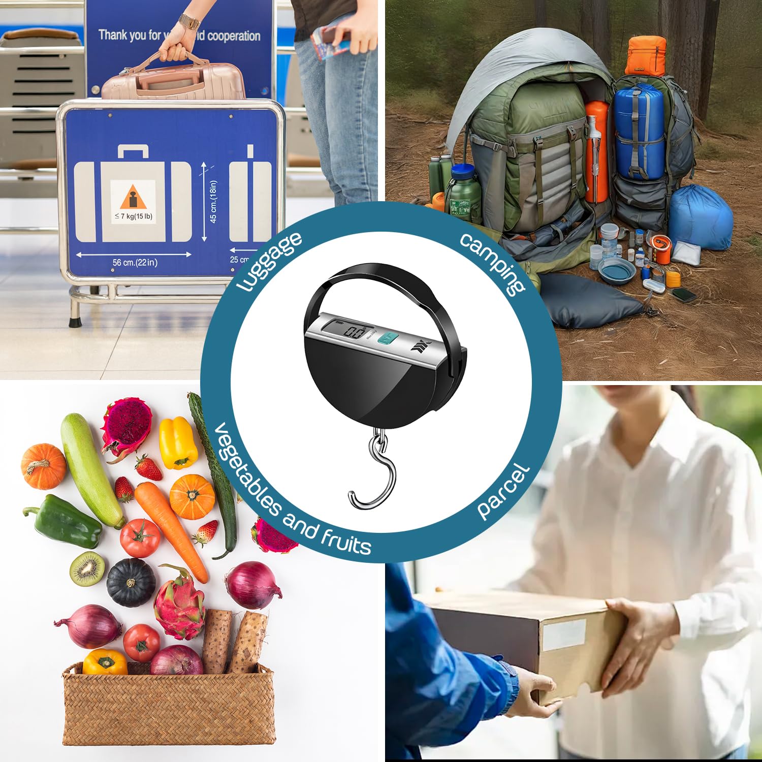 Luggage Scale Battery-Free Digital Suitcase Scale with LCD Display & Hook,Portable Handheld Weight Scale 110lb/50kg, L2060 - Image 5