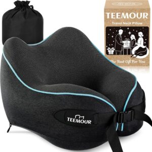 Teemour Neck Pillow for Traveling, Travel Neck Pillows for Airplanes, GIFS for Mom Memory Foam Airplane Pillow for Long Flight, Travel Essentials, Design for Airplane, Car & Office