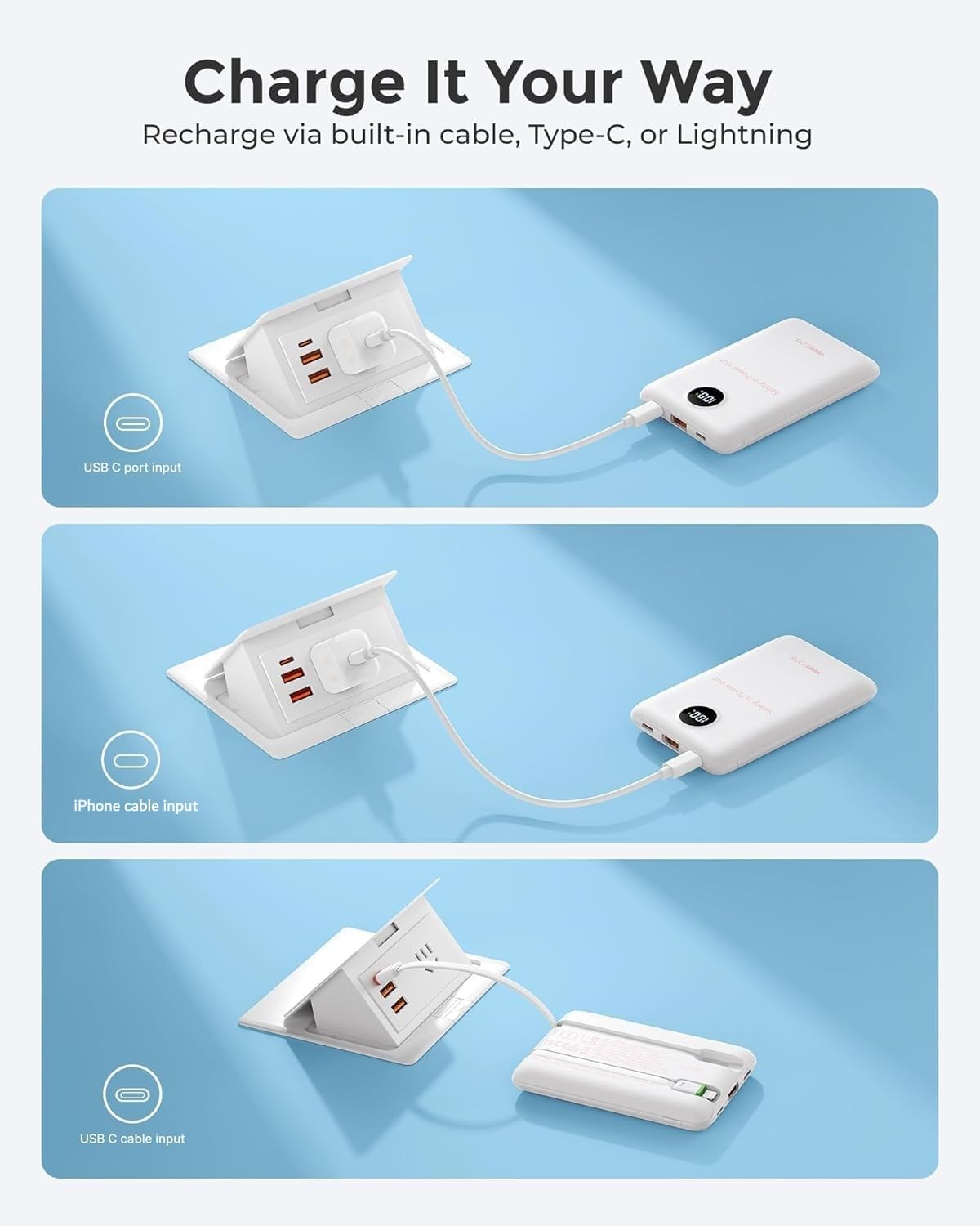 VEEKTOMX Portable Charger Built-in Cables, Power Bank for iPhone, Fast Charge USB C Battery Pack Travel Essentials Powerbank Compatible with iPhone 17/16/15/14, Samsung S25/24 - Image 7