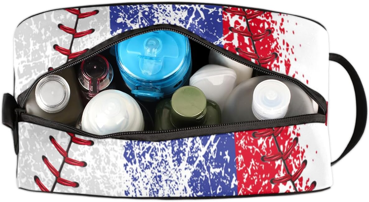 Boys Toiletry Bag for Kids Dopp Kit Vintage Baseball Waterproof Hanging Wash Cosmetic Bag Medicine Bag for Travel Sports Shower Essential - Image 5