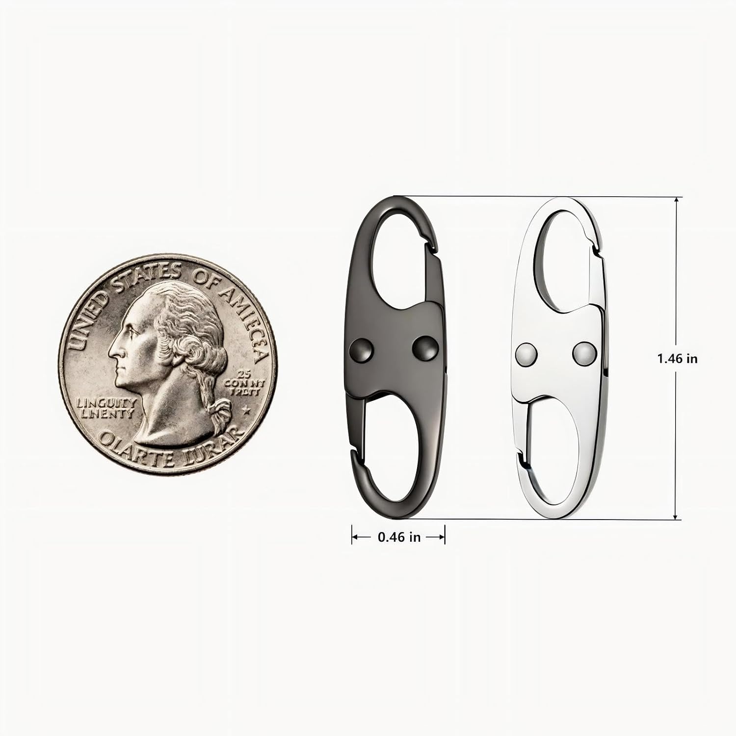 6 Pcs Anti Theft Zipper Clips, Elegant Zinc Alloy Small Carabiner Clip for Backpack Purse Luggage, Double Opening Security Lock for Travel, Space Gray & Silver - Image 2