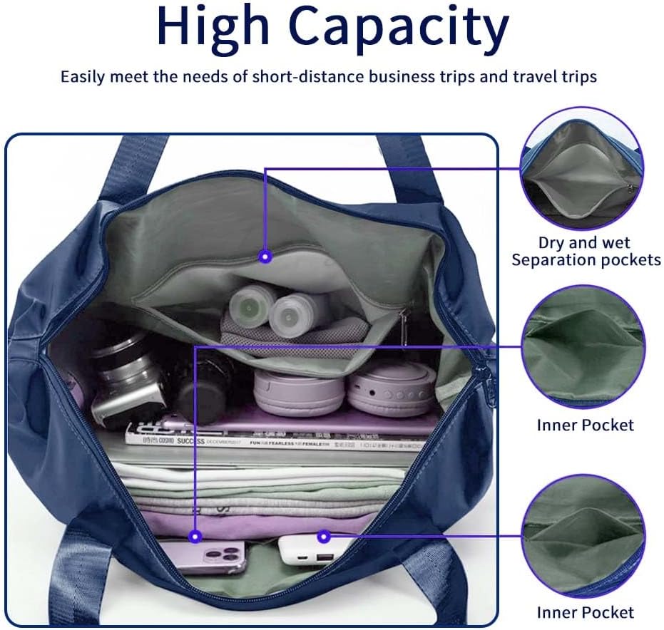 Large Capacity Foldable Travel Bag, Expandable Waterproof Carry on Bag, Dry and Wet Separation Spor Duffel Bags - Image 3