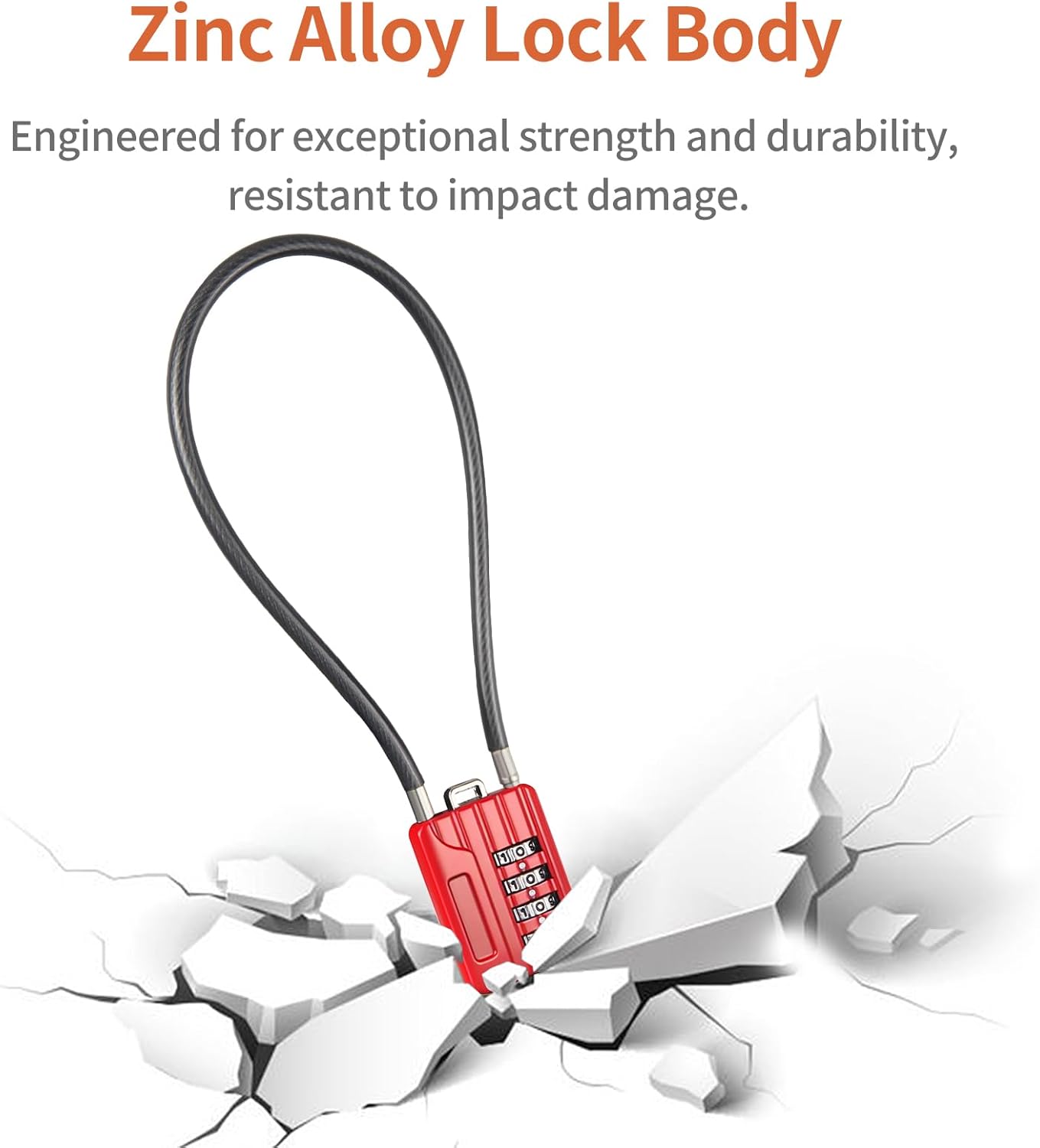 4-Digit Combination Cable Padlock with 12 inch (30 cm) Flexible Steel Cable, Small Lock for Locker,Luggage, Backpack,Cabinet,Gym Bag,Toolbox,Travel,Red,Black Rope (1, 50cm(20 inch Cable)) - Image 7