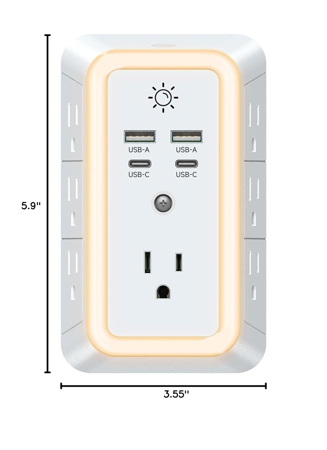 Multi Plug Outlet, USB Wall Charger, Surge Protector, 7 Outlet Extender with 4 USB Charging Ports (2 USB C) 1680J Power Strips Outlets with Night Light, Wall Plug Adapter Spaced for Home Travel Office - Image 7