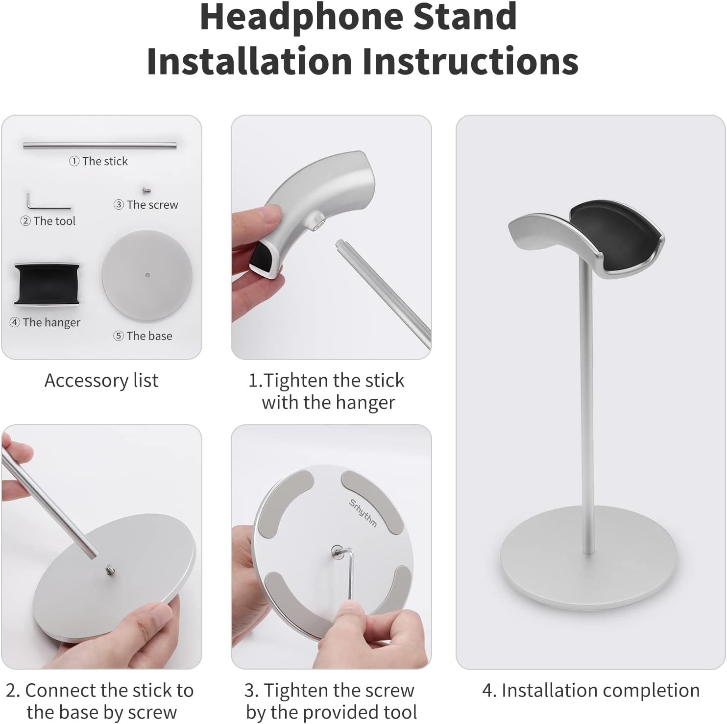 Srhythm Headphone Stand,Metal Headset Holder for Space-Saving and Display - Image 7