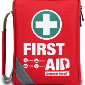 General Medi First Aid Kit - Small Compact First Aid Kit Bag(175 Piece) - Reflective Bag Design- Includes Instant Cold Pack, Emergency Blanket for Travel, Home, Office, Vehicle,Camping