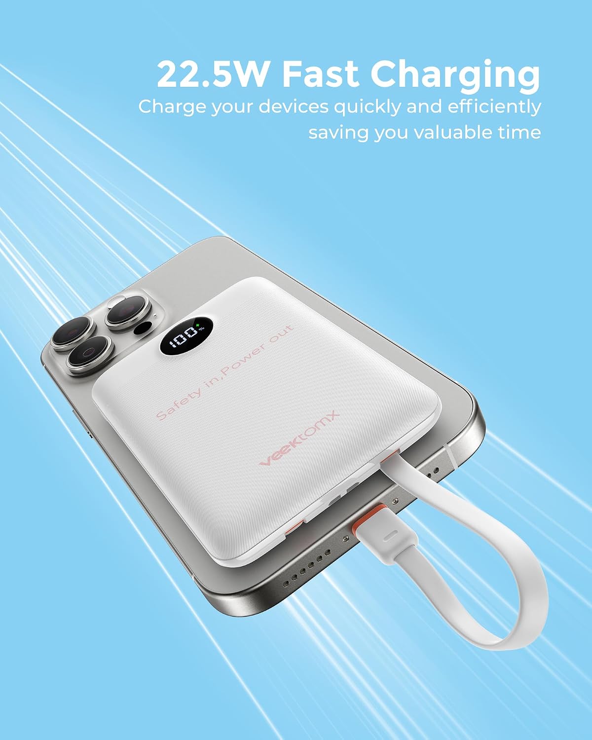 VEEKTOMX Portable Charger Built-in Cables, Power Bank for iPhone, Fast Charge USB C Battery Pack Travel Essentials Powerbank Compatible with iPhone 17/16/15/14, Samsung S25/24 - Image 6